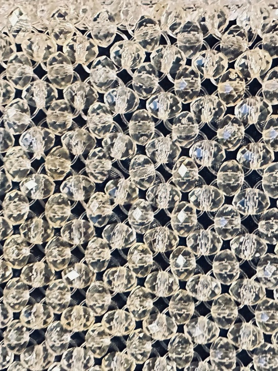 Vintage Crystal Fishnet Mesh Clutch Champagne Beaded Evening Bag Wedding Bridal - Picture 8 of 12